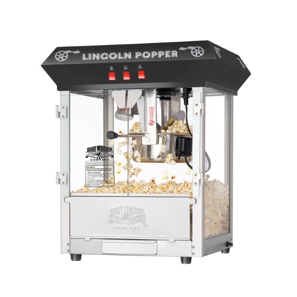 Great Northern Popcorn Lincoln Countertop Popcorn Machine Popper Makes 3 Gallons, 8-Ounce Kettle, Drawer, Tray, Scoop(Black) 350366YWP - main